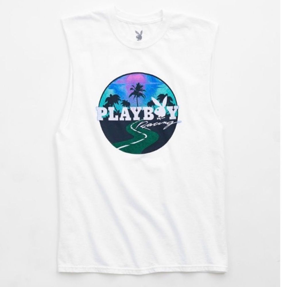 NEW Playboy UO URban Outfitters Racing Muscle Tee Shirt T-Shirt M XL